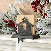 Glitzhome® 5" Christmas Metal Nativity Scene Stocking Holder Set