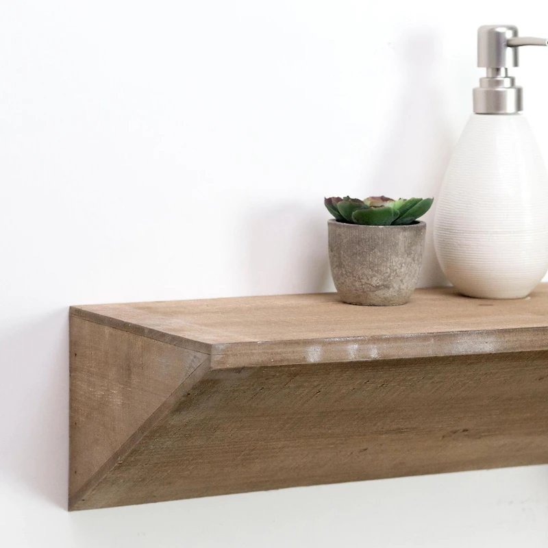 Natural Wedge Wood Floating Wall Shelf
