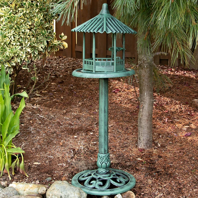 3.3ft. Verdigris Gazebo Standing Bird Feeder