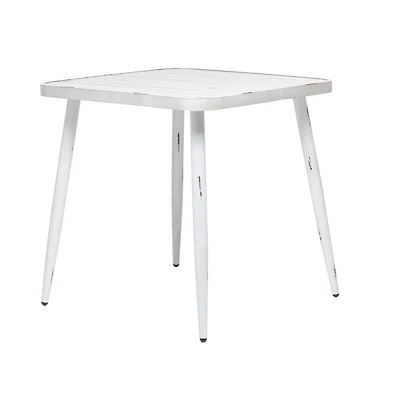 White Aluminum Farmhouse Outdoor Dining Table, 30" x 30" x 30"