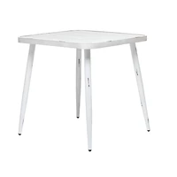 White Aluminum Farmhouse Outdoor Dining Table, 30" x 30" x 30"