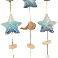 3ft. Blue Ceramic Starfish Handmade Ombre Windchime with Driftwood & Bead Accents
