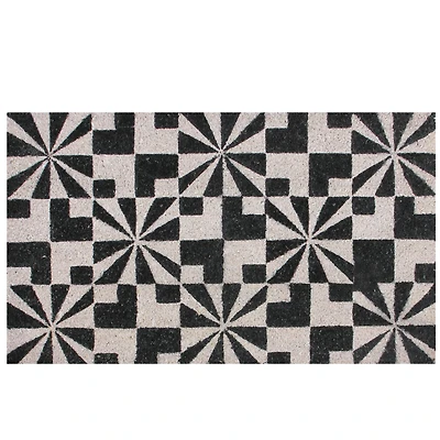 Black and Pale Pink Abstract Coir Outdoor Rectangular Door Mat 29.5" x 17.75"