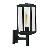 Hello Honey® Robert Stevenson Lighting Addison 17" Textured Black Metal & Glass Outdoor Light