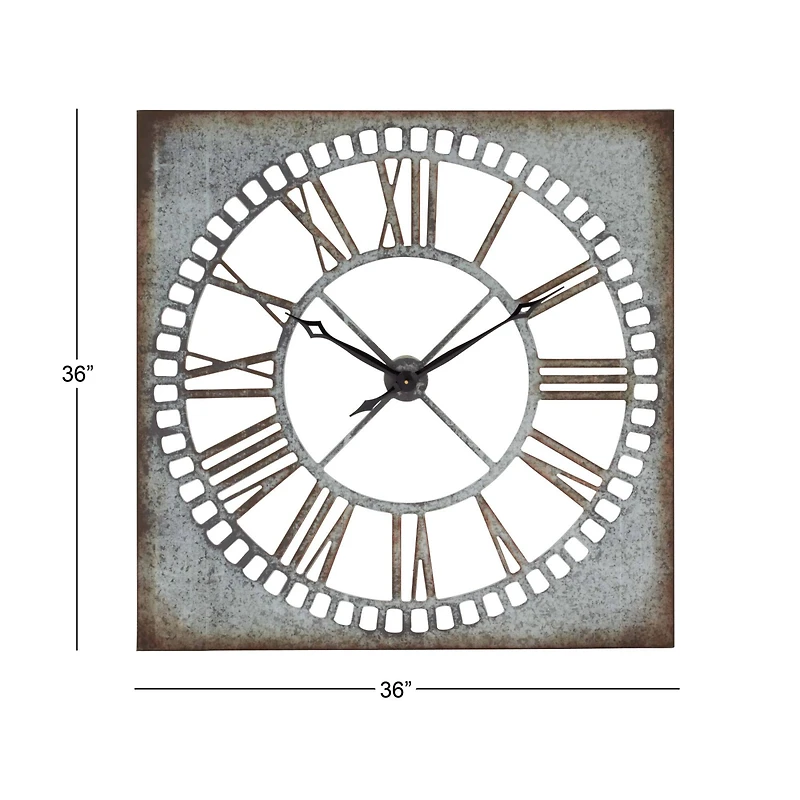 Gray Farmhouse Metal Wall Clock
