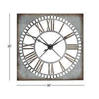 Gray Farmhouse Metal Wall Clock