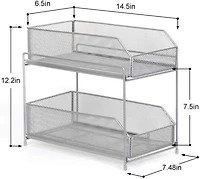 NEX™ Silver 2-Tier Sliding Basket Drawer Organizer