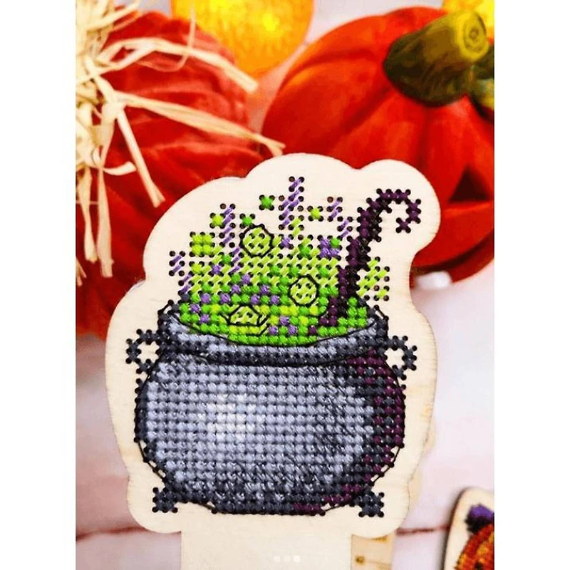 Mp Studia Halloween Cross Stitch on Wood Kit