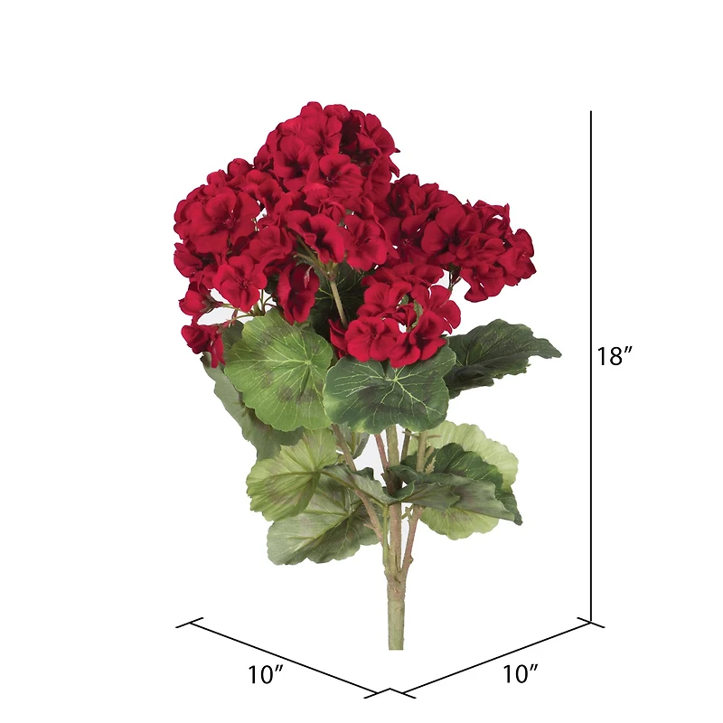 18" Artificial Red Geranium Bush, 4ct.