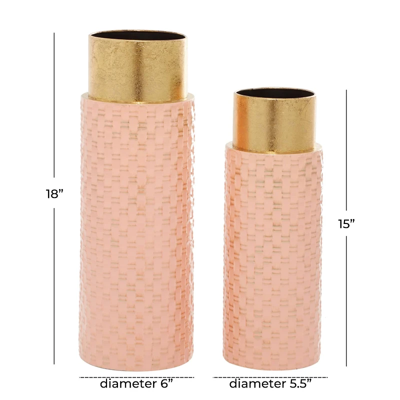 The Novogratz Set of 2 Bronze Metal Contemporary Vase, 18", 15"