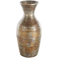Brown Bamboo Wood Antique Inspired Vase