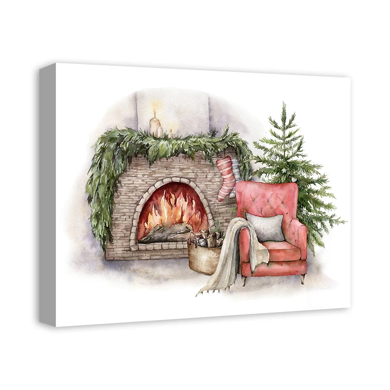 Cozy Fireplace Canvas Wall Art