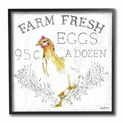 Stupell Industries Vintage Chicken Farm Sign with Black Frame Wall Accent