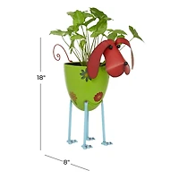 19" Green Iron Farmhouse Dog Planter