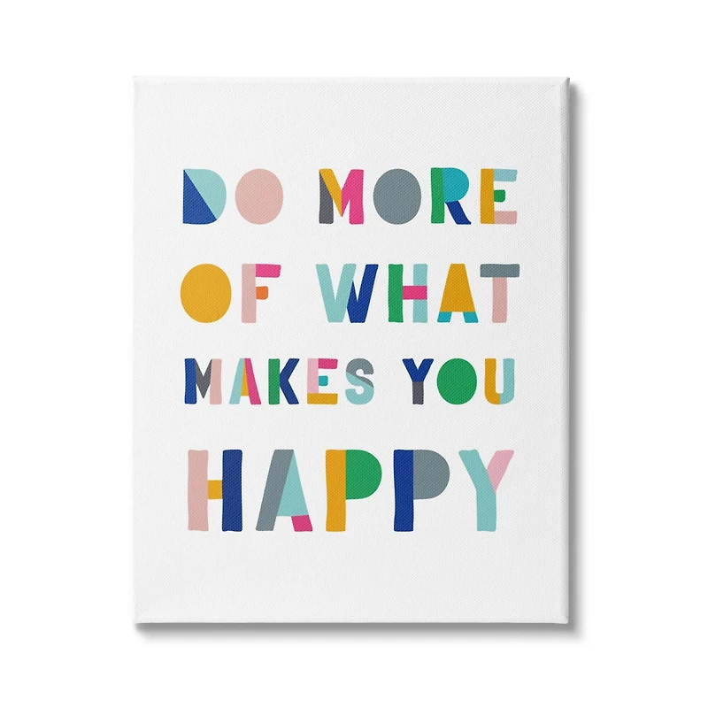 Stupell Industries What Makes You Happy Phrase Kids' Block Typography Canvas Wall Art