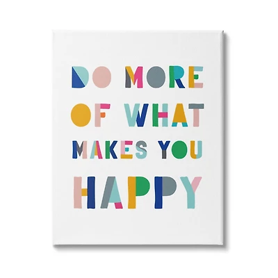 Stupell Industries What Makes You Happy Phrase Kids' Block Typography Canvas Wall Art