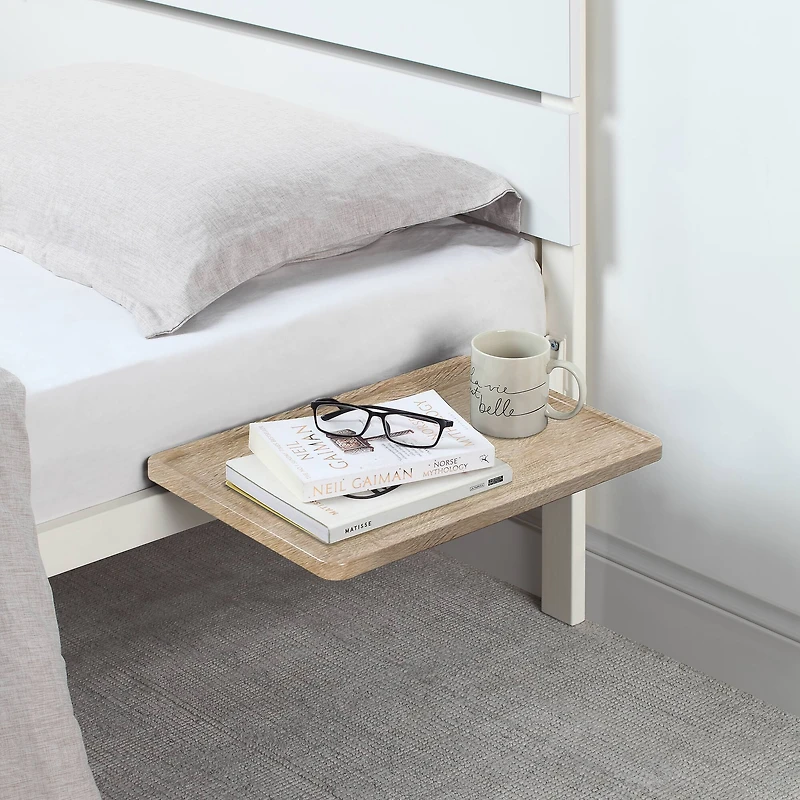 SunnyPoint 17" Large Natural Wood Bedside Shelf
