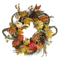 24" Sunflower, Pumpkin & Pinecone Fall Harvest Wreath
