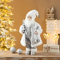 Glitzhome® 18" Faux Fur Christmas Frosty Santa Figurine
