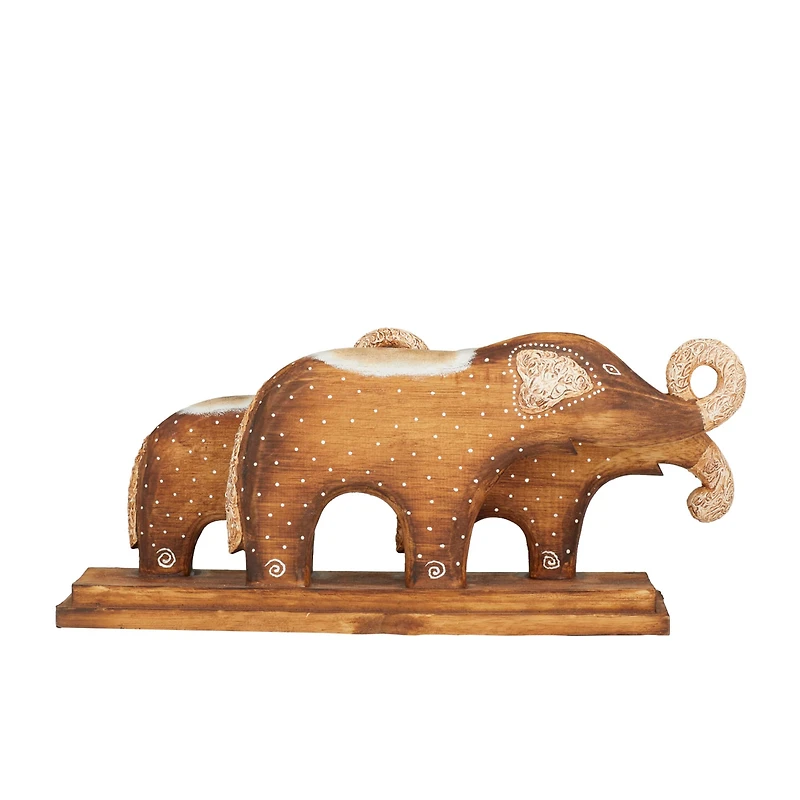 Brown Wood Rustic Sculpture, 9" x 21" x 6"