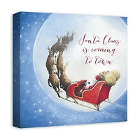 Santa Sleigh Painting Moon 16x16 Canvas Wall Art
