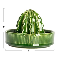 Hello Honey® 4" Green Cactus-Shaped Stoneware Juicer