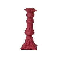 Hello Honey® 8.25" Red Embossed Cast Aluminum Taper Candleholder