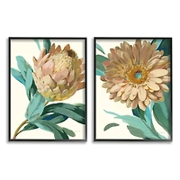 Stupell Industries Garden Flower Minimal Painting Wall Art Set in Frames