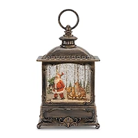 9" LED Snow Globe Lantern with Santa & Woodland Animals