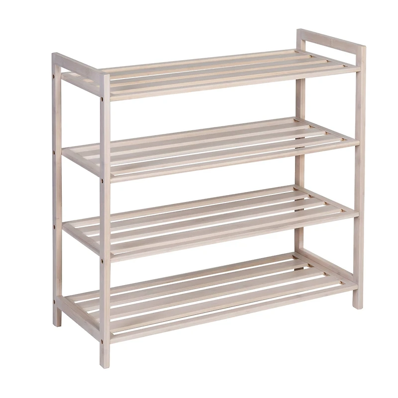 Honey Can Do White Wash 4-Tier Bamboo Shoe Rack