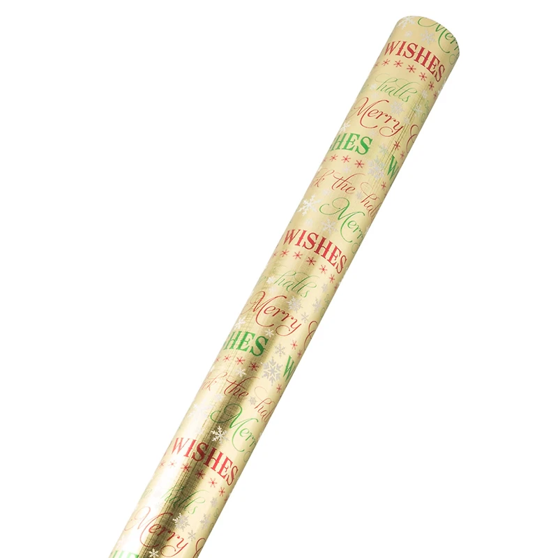 JAM Paper Gold Winter Wishes Gift Wrap