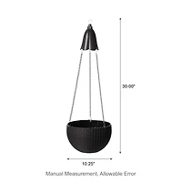Glitzhome® 30" Black Solar Lighted Hanging Plastic Planters, 2ct.