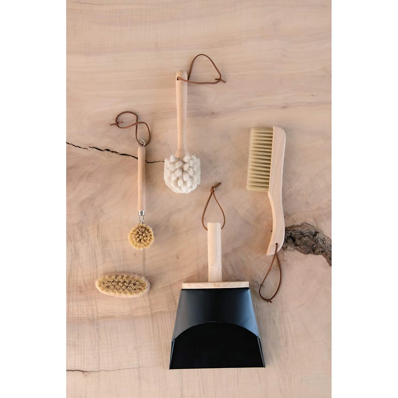 Hello Honey® Metal Dust Pan with Beech Wood Handle & Brush Set