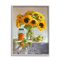 Stupell Industries Farmhouse Sunflower Still Life Country Fruit Jars Framed Wall Art