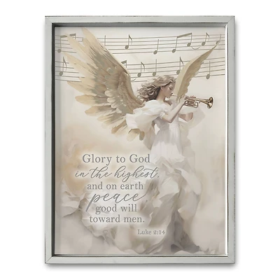 Trumpet Angel 18" x 24" White Framed Print