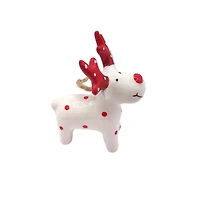 Wizardi 11.81" Ceramic Red Nosed Reindeer Christmas Ornament