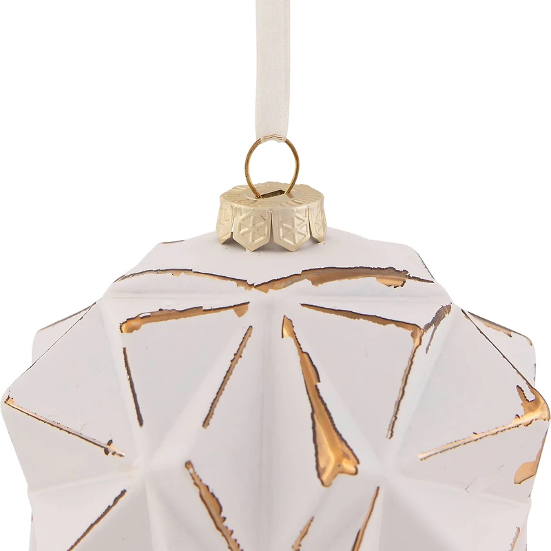 4" Pink & Gold Geometric Glass Ball Ornament