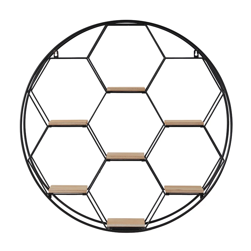 Black Metal Round 7 Shelves Wall Shelf 28" x 5" x 28"