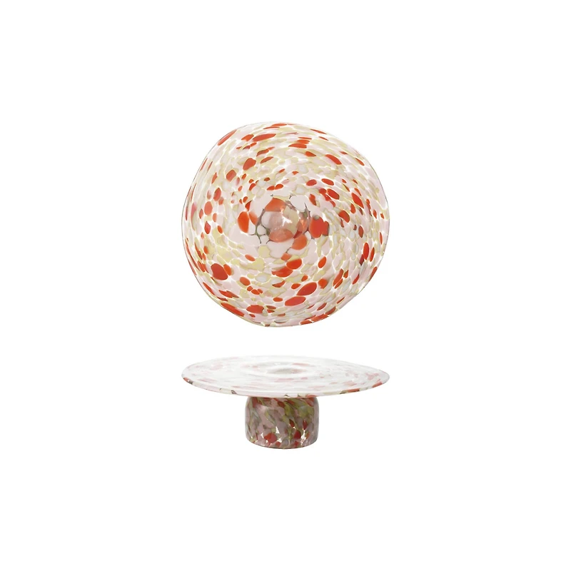 Hello Honey Confetti Glass Pedestal, Orange/Pink/Yellow