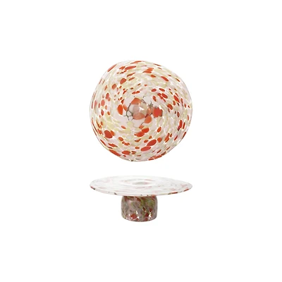 Hello Honey Confetti Glass Pedestal, Orange/Pink/Yellow