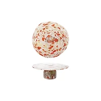 Hello Honey Confetti Glass Pedestal, Orange/Pink/Yellow
