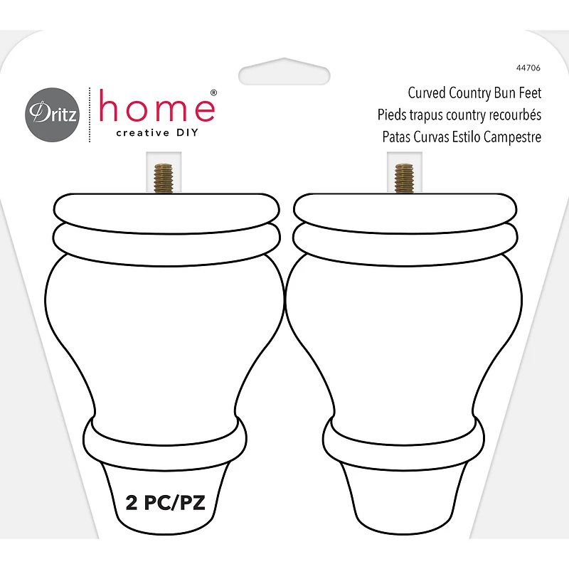 Dritz® Home Wood Curved Country Bun Feet, 2ct.
