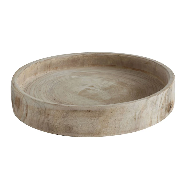 Hello Honey® 17'' Distressed Brown Paulownia Wood Hand Carved Tray
