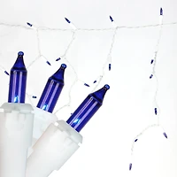 50 Blue Mini Window Curtain Icicle Christmas Lights - 2.6 ft White Wire