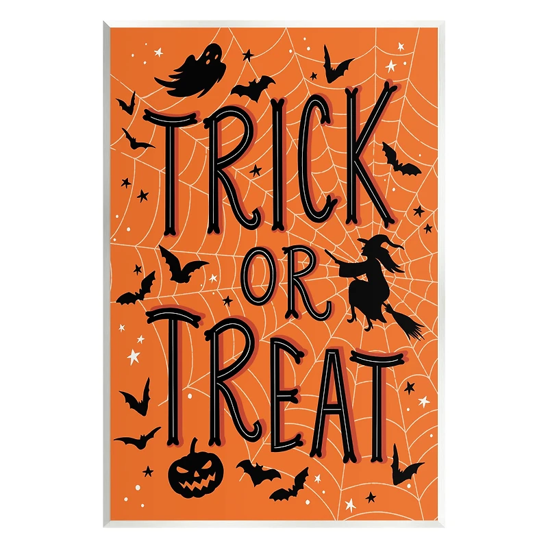 Stupell Industries Trick Or Treat Spider Web Wall Plaque Art