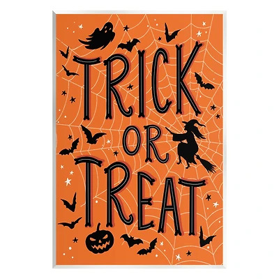 Stupell Industries Trick Or Treat Spider Web Wall Plaque Art