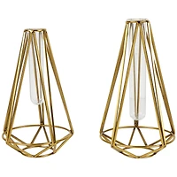 Gold Stainless Steel Geometric Test Tube Vase Set