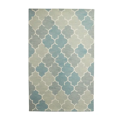 Blue Wool Modern Hand Hooked Rug, 5ft. x 8ft.