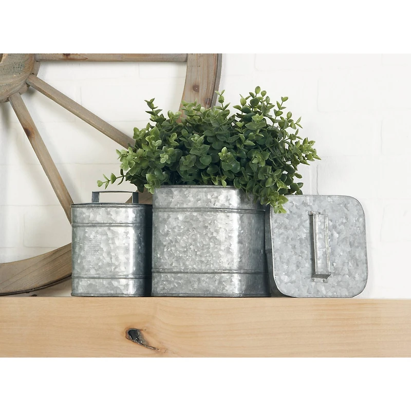 Silver Metal Farmhouse Box Set, 7" & 8"