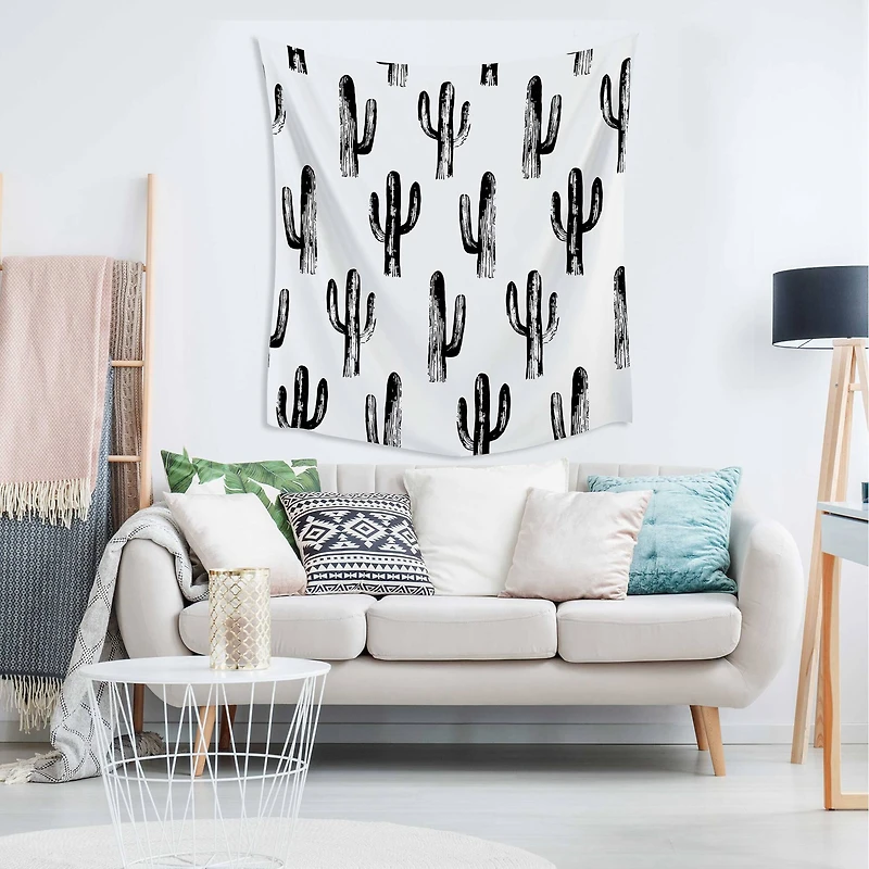 RoomMates Black & White Cactus Tapestry